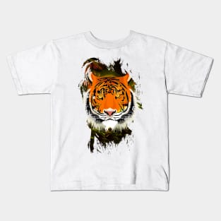 Golden Colorful Jungle wild Tiger Kids T-Shirt